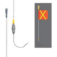 Tiges de s&eacute;curit&eacute; tout-temps de s&eacute;rie lourde avec lumi&egrave;re DEL constante Safety Whip, Fixation Ressort, Hauteur 3', Orange avec X r&eacute;fl&eacute;chissant CSL Industriel Inc.
