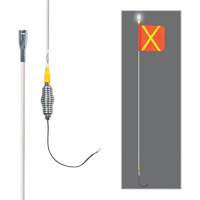 Tiges de s&eacute;curit&eacute; tout-temps de s&eacute;rie lourde avec lumi&egrave;re DEL constante Safety Whip, Fixation Ressort, Hauteur 5', Orange avec X r&eacute;fl&eacute;chissant CSL Industriel Inc.