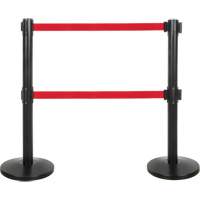 Dual Belt Crowd Control Barrier, Steel, 35" H, Red Tape, 7' Tape Length CSL Industriel Inc.