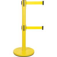 Dual Belt Crowd Control Barrier, Steel, 35" H, Yellow Tape, 7' Tape Length CSL Industriel Inc.