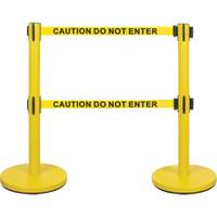Dual Belt Crowd Control Barrier, Steel, 35" H, Yellow Tape, 7' Tape Length CSL Industriel Inc.