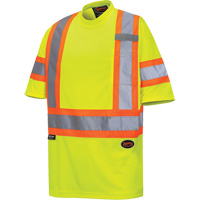 6971 Bird's-Eye Safety T-Shirt, Polyester, X-Small, High Visibility Lime-Yellow CSL Industriel Inc.