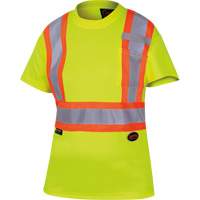 6949 Women's Bird's-Eye Safety T-Shirt, Polyester, X-Small, High Visibility Lime-Yellow CSL Industriel Inc.