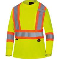 6969 Women's Bird's-Eye Long-Sleeved Safety Shirt, Polyester, X-Small, High Visibility Lime-Yellow CSL Industriel Inc.