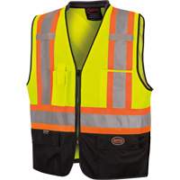 6895 High-Visibility Zip Front Bi-Colour Safety Vest, Black/High Visibility Lime-Yellow, 2X-Large/3X-Large, Polyester CSL Industriel Inc.