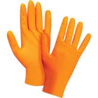 Gants d'examen de poids lourd &agrave; prise tactile, Moyen, Nitrile, 8 mils, Sans poudre, Orange, Classe 2 CSL Industriel Inc.