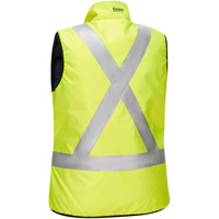 Veste bouffante, enveloppante et r&eacute;versible avec X au dos Bisley pour femmes, Jaune lime haute visibilit&eacute;, Petit, Polyester CSL Industriel Inc.