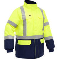 Manteau pour le froid extr&ecirc;me avec bas bleu marin et X au dos Bisley, Polyester, Jaune lime haute visibilit&eacute;, Petit CSL Industriel Inc.