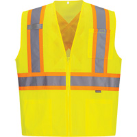 Veste de s&eacute;curit&eacute; &agrave; bandes contrastantes, Jaune lime haute visibilit&eacute;, Petit, Polyester CSL Industriel Inc.