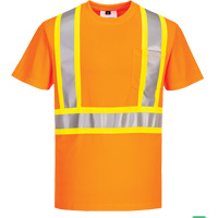 Contrast-Striped Safety T-Shirt, Polyester, Small, High Visibility Orange CSL Industriel Inc.