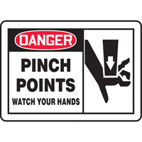 "Pinch Points" Sign, 7" x 10", Plastic, English with Pictogram CSL Industriel Inc.