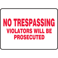 "No Trespassing" Sign, 7" x 10", Vinyl, English CSL Industriel Inc.