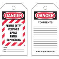 "Confined Space" Tags, Polyester, 3" W x 5-3/4" H, English CSL Industriel Inc.