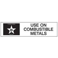 "D: Use on Combustible Metals" Fire Extinguisher Label CSL Industriel Inc.