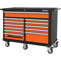 Armoire roulante, 12 tiroirs, 53" la x 24" p x 41" h, Noir/Orange CSL Industriel Inc.