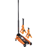 Service Jack with 4-Ton Vehicle Stands, 3.5 Ton(s) Capacity, 5-1/8" Lowered, 21" Raised, Manual Hydraulic CSL Industriel Inc.