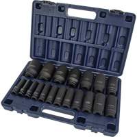 Jeu de douilles SAE, 19 Mcx, Chocs, Prise de 1/2", Profond CSL Industriel Inc.