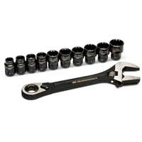Ensemble de cl&eacute;s ajustable Pass-Thru 11 morceaux, 8" lo, la max. 1-1/8", Chrome/Poli CSL Industriel Inc.