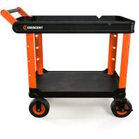 Chariot utilitaire industriel &agrave; 2 tablettes RAILWORKS avec roulettes de 8", 47" lo x 24-1/2" la x 37-4/5" h, Noir/Orange CSL Industriel Inc.