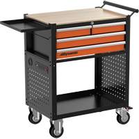 Chariot utilitaire, 4 tiroirs, Noir/Orange CSL Industriel Inc.