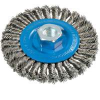 Wide Knotted Wire Wheel Brush, 4-1/2" Dia., 0.02" Fill, 5/8"-11 Arbor, Aluminum/Stainless Steel CSL Industriel Inc.