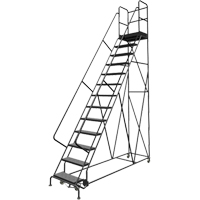 Deep Top Step Rolling Ladder, 13 Steps, 24" Step Width, 130" Platform Height, Steel CSL Industriel Inc.