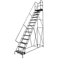 Deep Top Step Rolling Ladder, 14 Steps, 24" Step Width, 140" Platform Height, Steel CSL Industriel Inc.