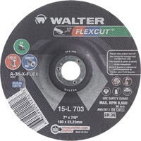 Flexcut Depressed Centre Grinding Wheels, 7", 36 Grit, Aluminum Oxide, 7/8", 8600 RPM, Type 29 CSL Industriel Inc.