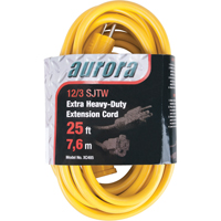 Vinyl Extension Cord, Outdoor, SJTW, 12/3 AWG, 15 A, 25' CSL Industriel Inc.