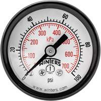 Economy Pressure Gauge, 1-1/2" , 0 - 100 psi, Back Mount, Analogue CSL Industriel Inc.