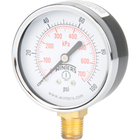 Pressure Gauge, 2-1/2" , 0 - 100 psi, Bottom Mount, Analogue CSL Industriel Inc.